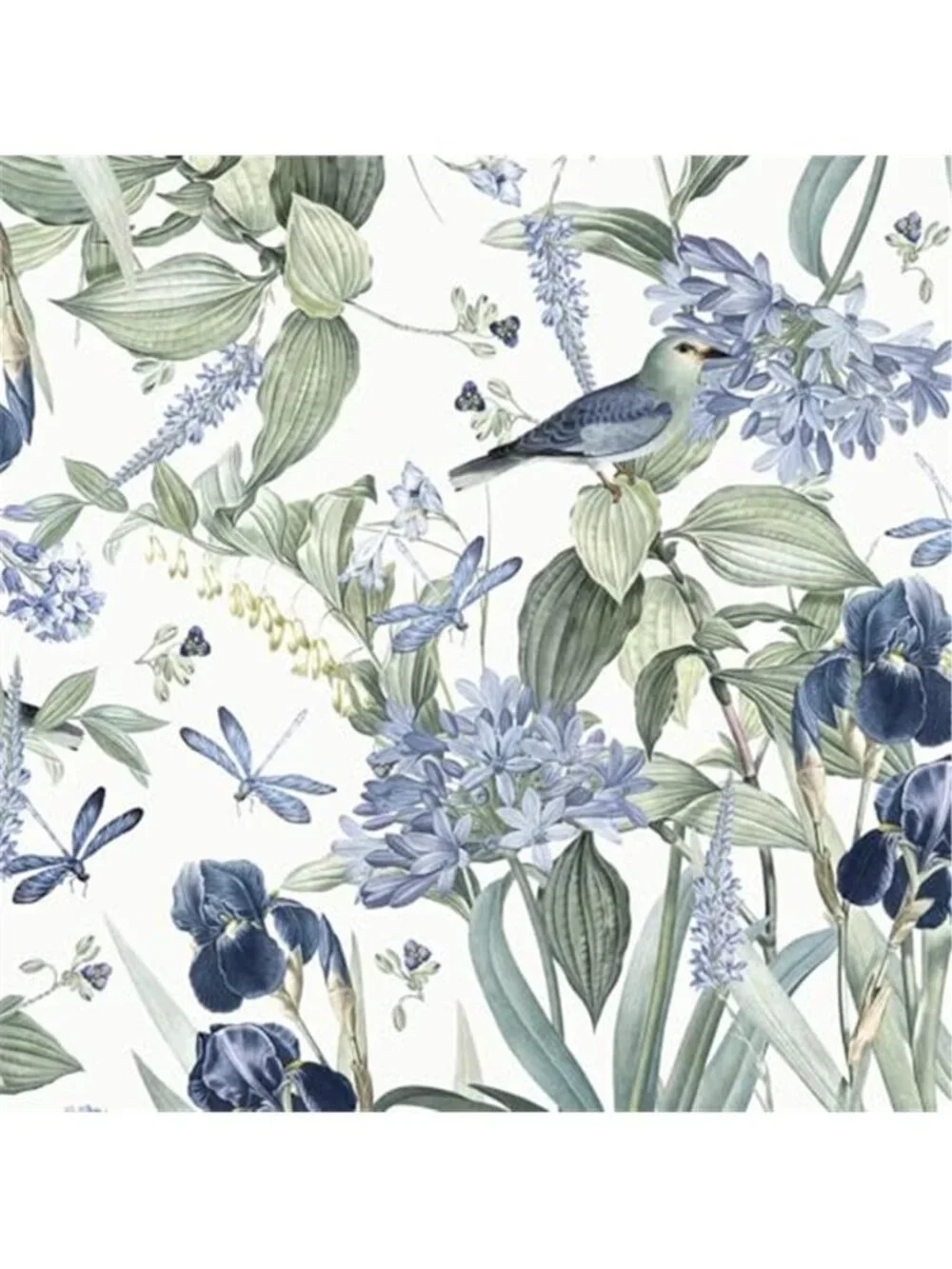 Vintage Floral Peel And Stick Wallpaper Blue Green Bird Removable Vinyl 16x118